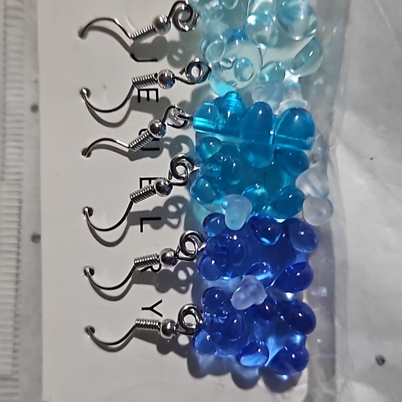 Shades of Blue Gummi Bear Earrings set of 3 - Picture 3 of 3